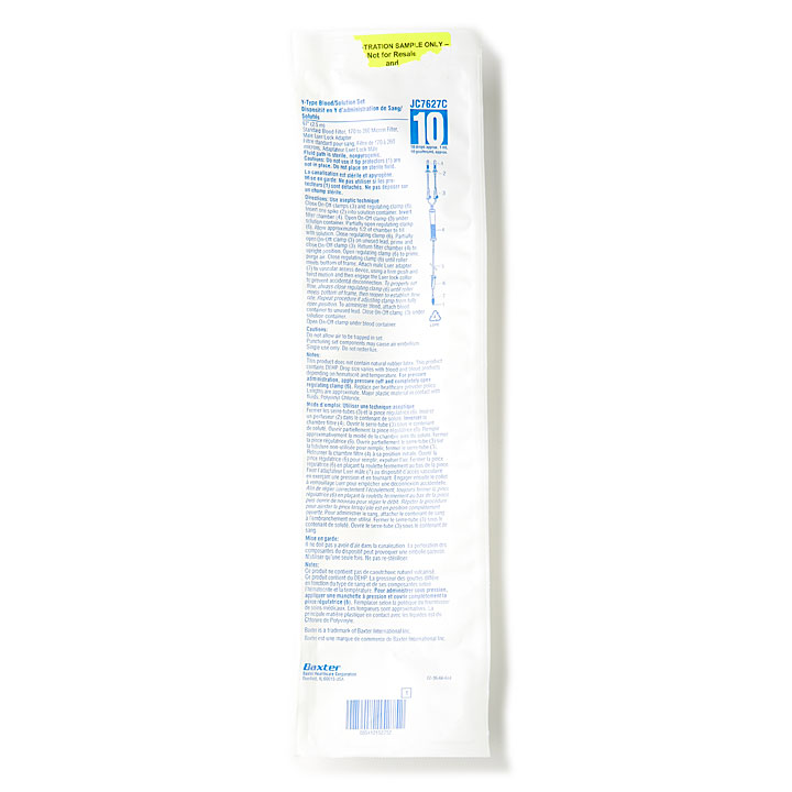 Baxter YType Blood/Solution Set with Standard Blood Filter Bowers
