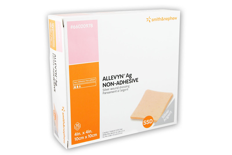Image of Smith and Nephew ALLEVYN◊ Ag Non-Adhesive Antimicrobial Foam Dressing