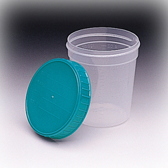 Image of Medegen Medical Products Gent-L-Kare Specimen Container with Turquoise Lid/Label